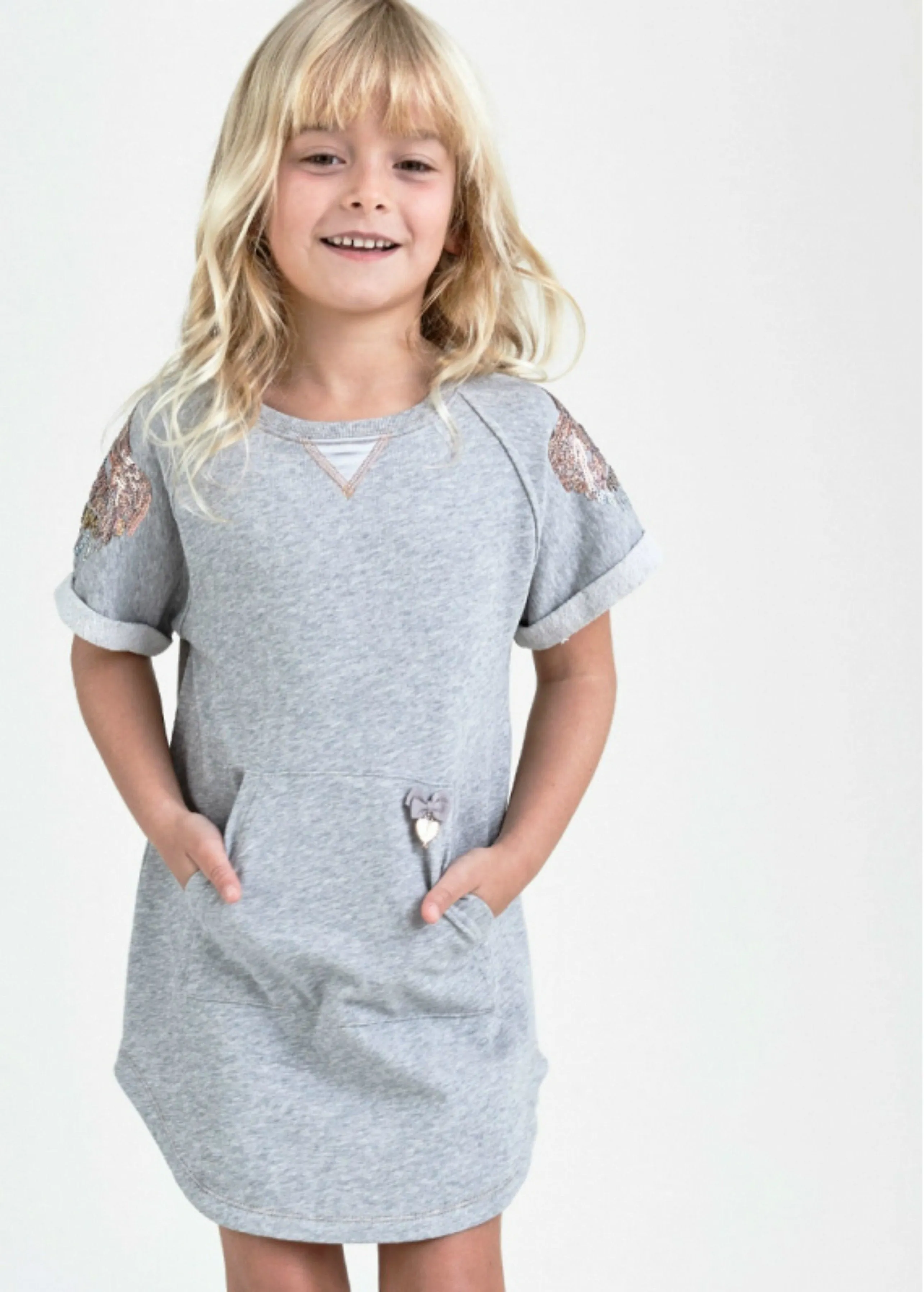 Angel's Face Girls Sally Sweat Dress in Grey
