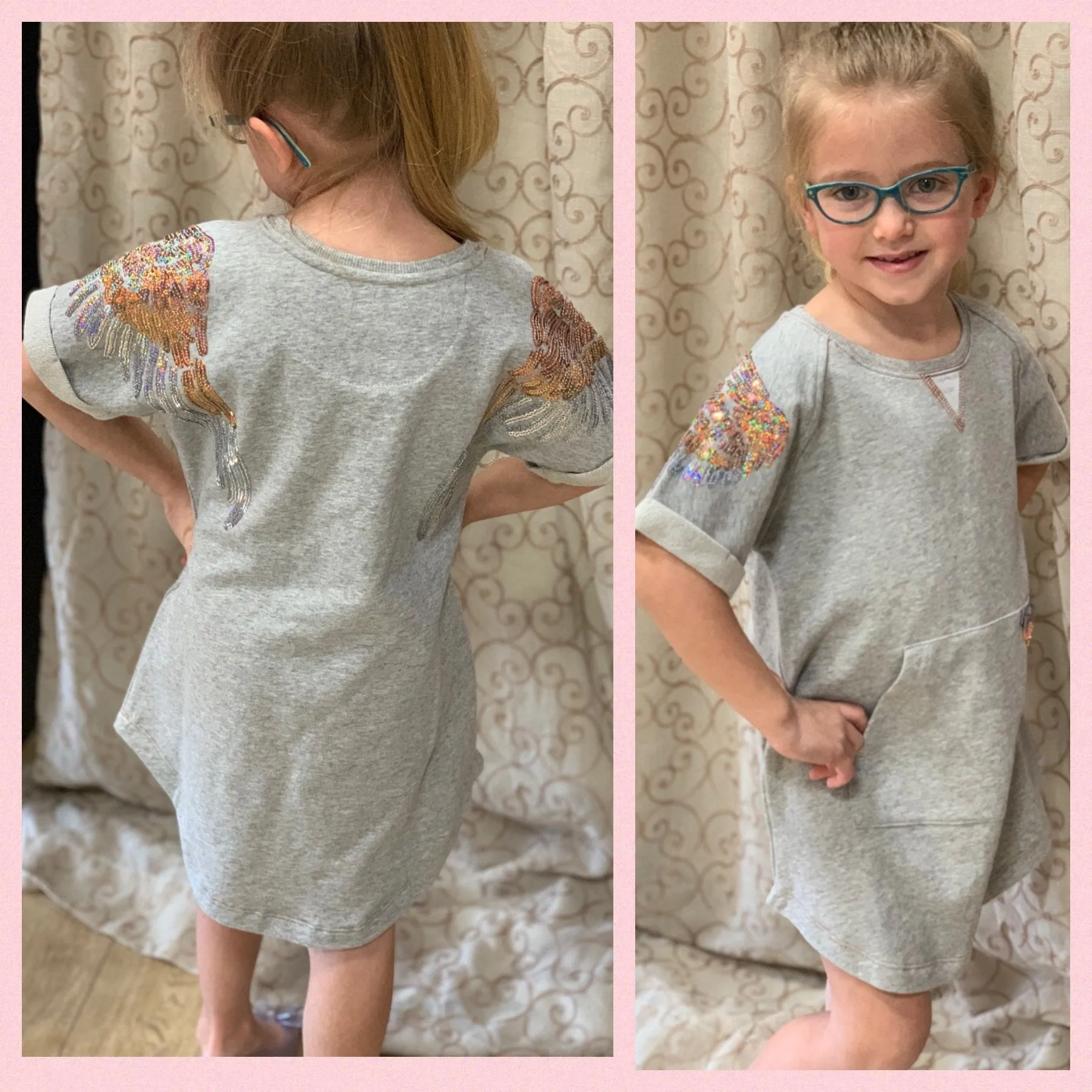 Angel's Face Girls Sally Sweat Dress in Grey