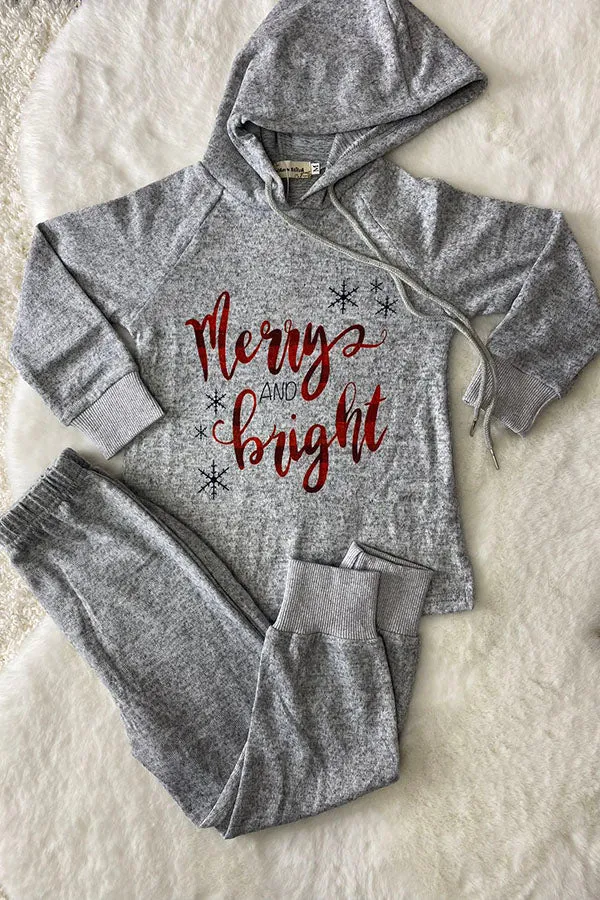 BQ2408 Mom and Me Christmas hoody sweatershirt 2pc kids clothing sets