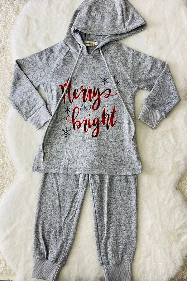 BQ2408 Mom and Me Christmas hoody sweatershirt 2pc kids clothing sets