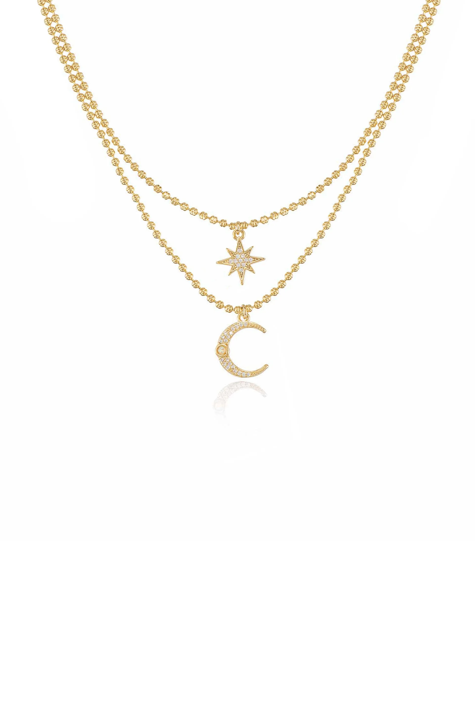 Celestial Moon and Star Layered Necklace