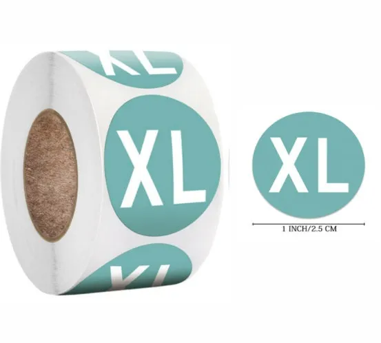 Clothing Size Stickers, Size Labels, Size Stickers, Colorful Small Stickers, Clothing Size Round Sticker Labels, T-shirt XS S M L XL XXL