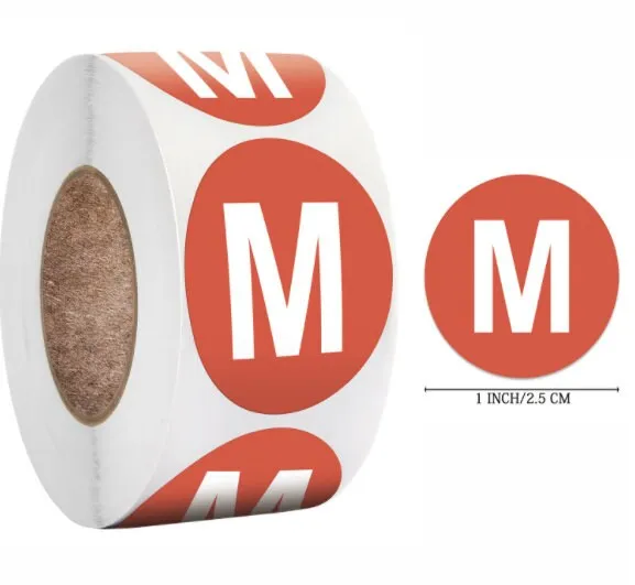 Clothing Size Stickers, Size Labels, Size Stickers, Colorful Small Stickers, Clothing Size Round Sticker Labels, T-shirt XS S M L XL XXL