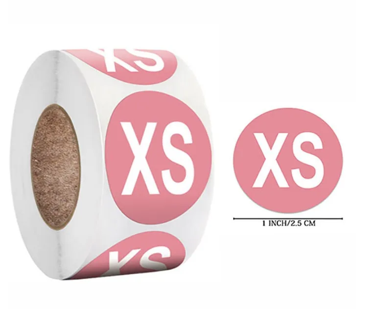 Clothing Size Stickers, Size Labels, Size Stickers, Colorful Small Stickers, Clothing Size Round Sticker Labels, T-shirt XS S M L XL XXL