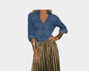 Dark jean like Washed Denim Long Sleeve Shirt - The Milan