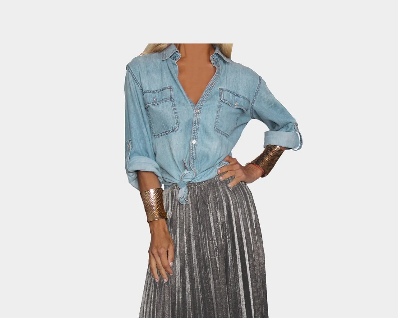 Dark jean like Washed Denim Long Sleeve Shirt - The Milan
