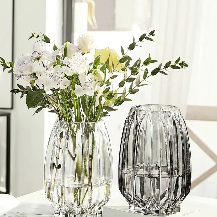 Modern Ribbed Glass Vase
