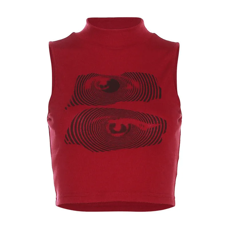 Women Clothing Summer Women Clothing Street Letter Graphic Printing Cropped Tank Top Women