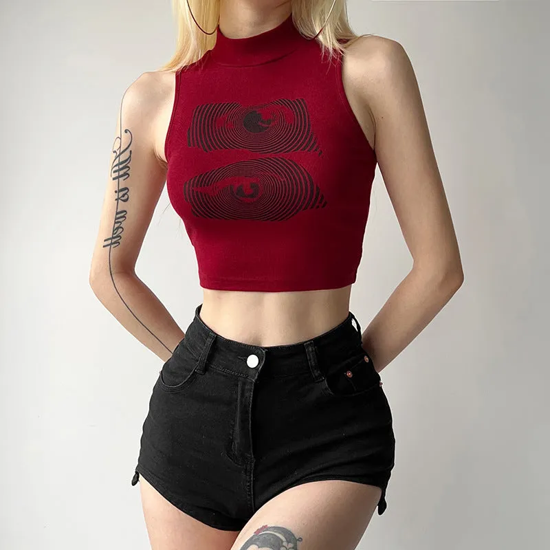 Women Clothing Summer Women Clothing Street Letter Graphic Printing Cropped Tank Top Women